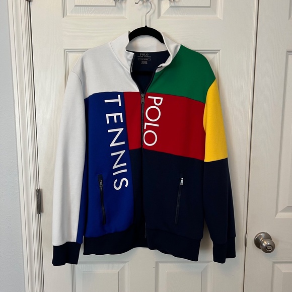 Polo RALPH LAUREN Mens Colorblock Tennis 1967 US Open Track JACKET Size L - Picture 1 of 7